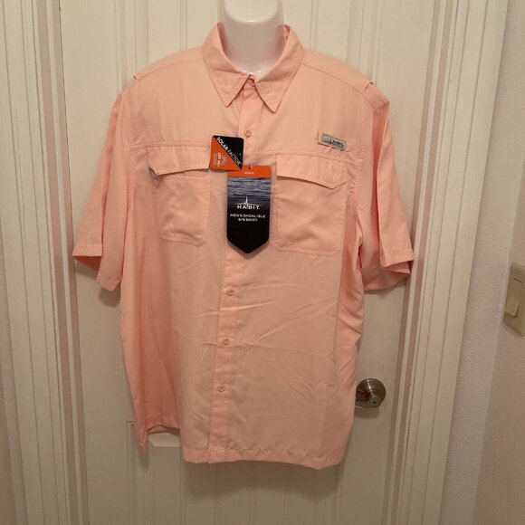 NWT Habit Men's UPF 40+ Shoal Isle Short Sleeve Vented Fishing Shirt Sz XL Peach - Picture 1 of 16